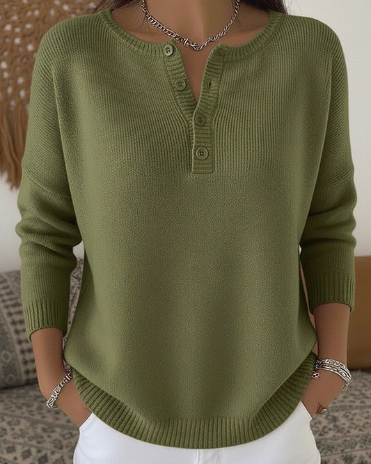 Hélène | Pull Henley Boutonné
