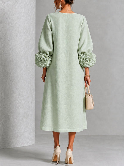 Sabine | Robe Boutonnée Fleurie Vert Sauge