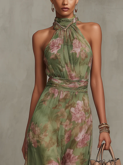 Serena | Robe maxi fleurie à emmanchure américaine
