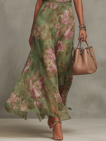 Serena | Robe maxi fleurie à emmanchure américaine