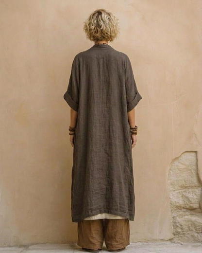 Juliette | Ensemble trois pièces nomade bohème gris foncé et marron à motif tribal