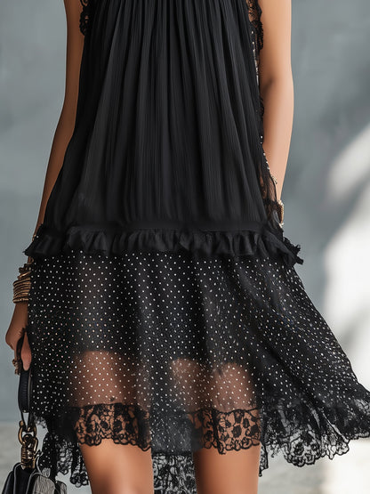 Pauline | Robe Mini Transparente à Pois et Volants