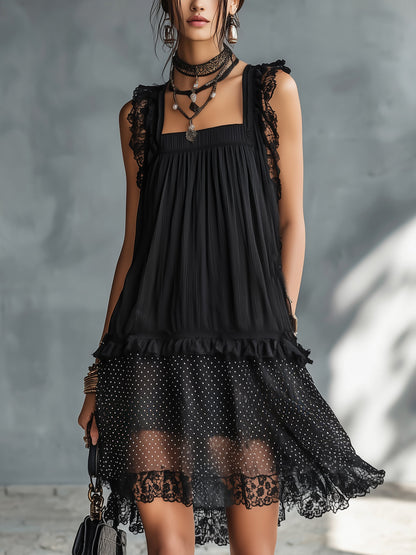 Pauline | Robe Mini Transparente à Pois et Volants