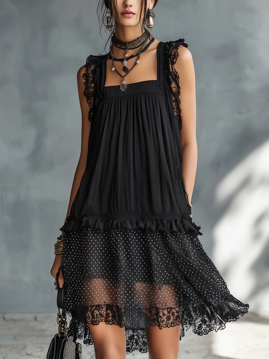 Pauline | Robe Mini Transparente à Pois et Volants