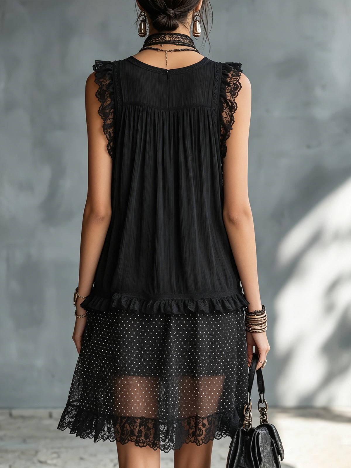 Pauline | Robe Mini Transparente à Pois et Volants