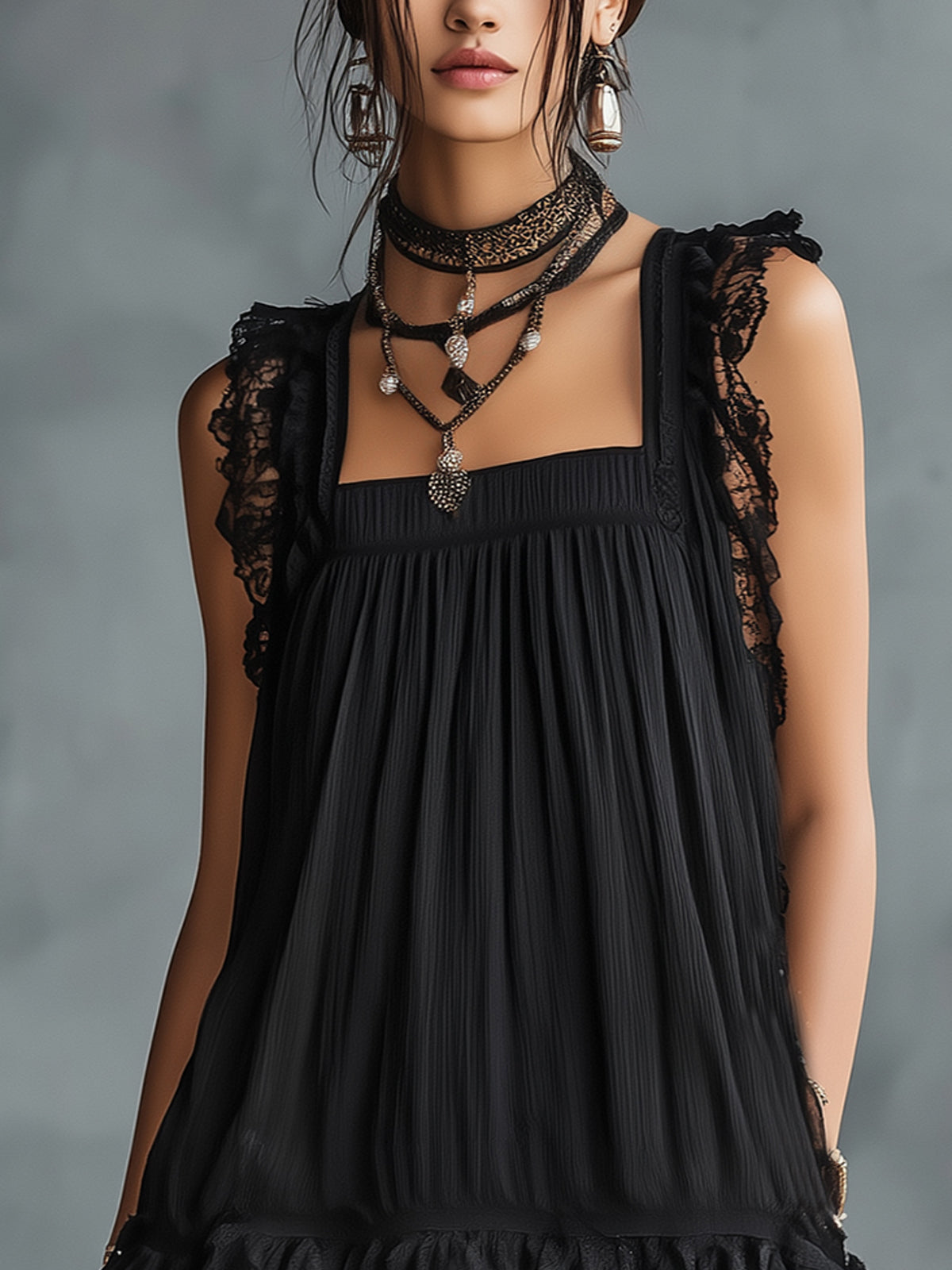 Pauline | Robe Mini Transparente à Pois et Volants