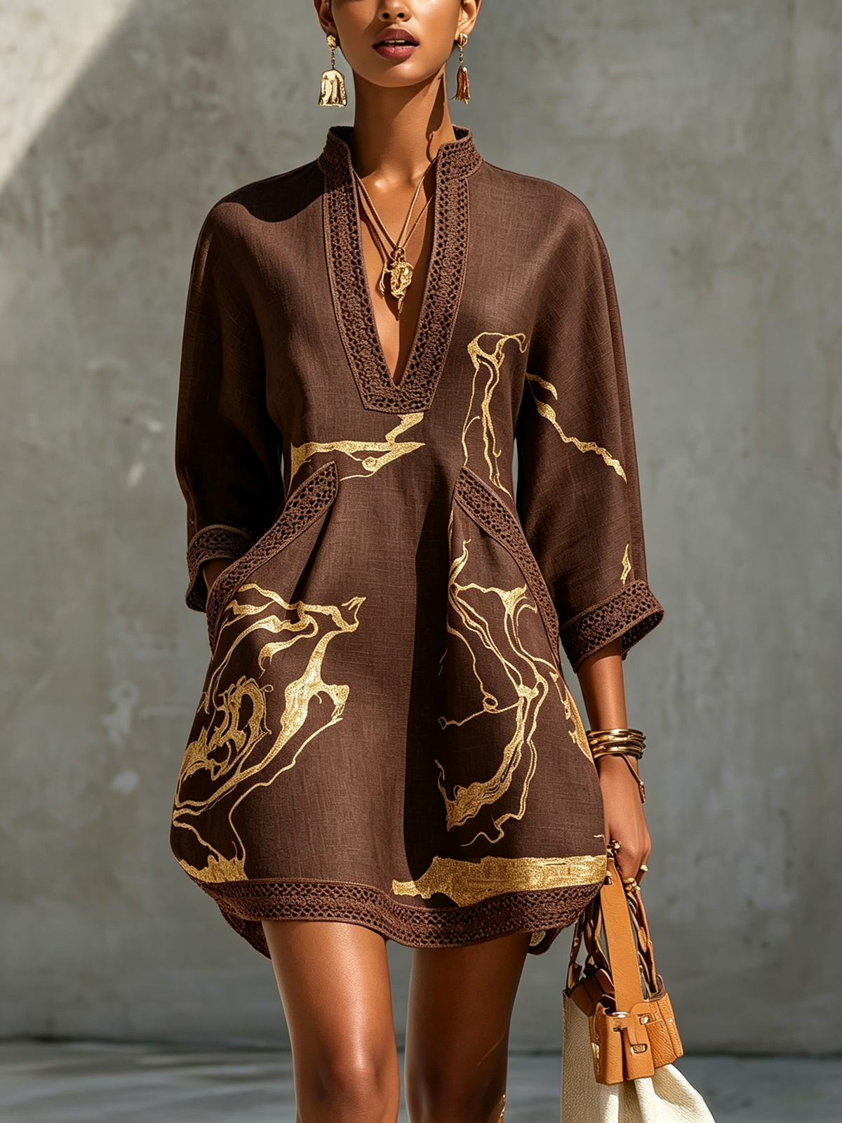 Aube | Mini Robe Noire et Dorée