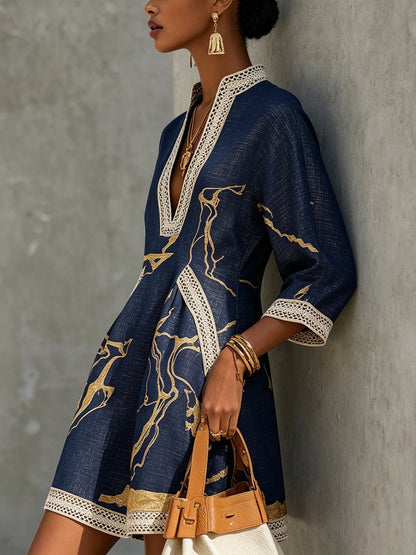 Aube | Mini Robe Noire et Dorée
