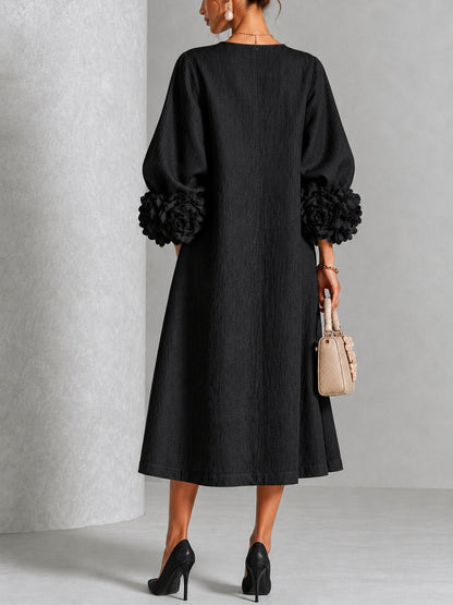 Néva | Robe Boutonnée Fleurie Noire