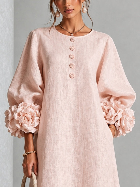 Rosalie | Robe Boutonnée Fleurie Rose
