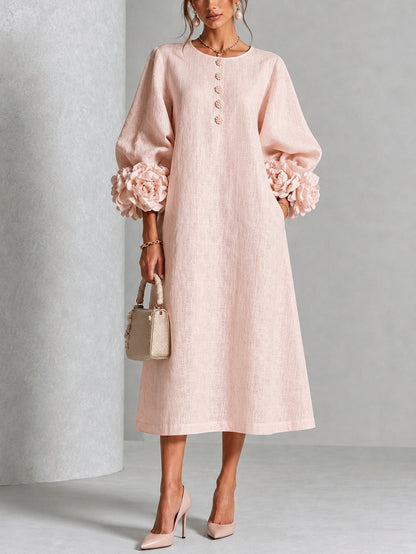 Rosalie | Robe Boutonnée Fleurie Rose