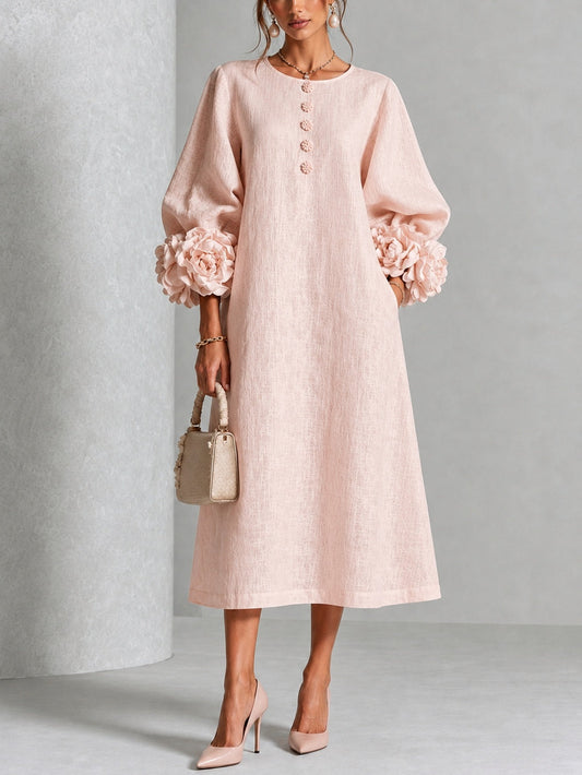 Rosalie | Robe Boutonnée Fleurie Rose