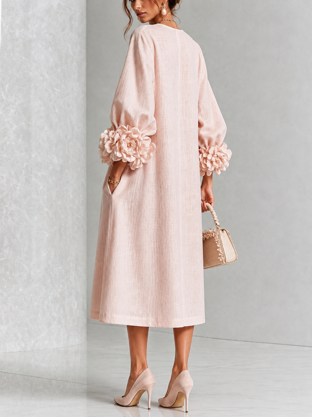 Rosalie | Robe Boutonnée Fleurie Rose