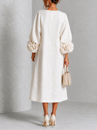 Inès | Robe Boutonnée Fleurie Blanche