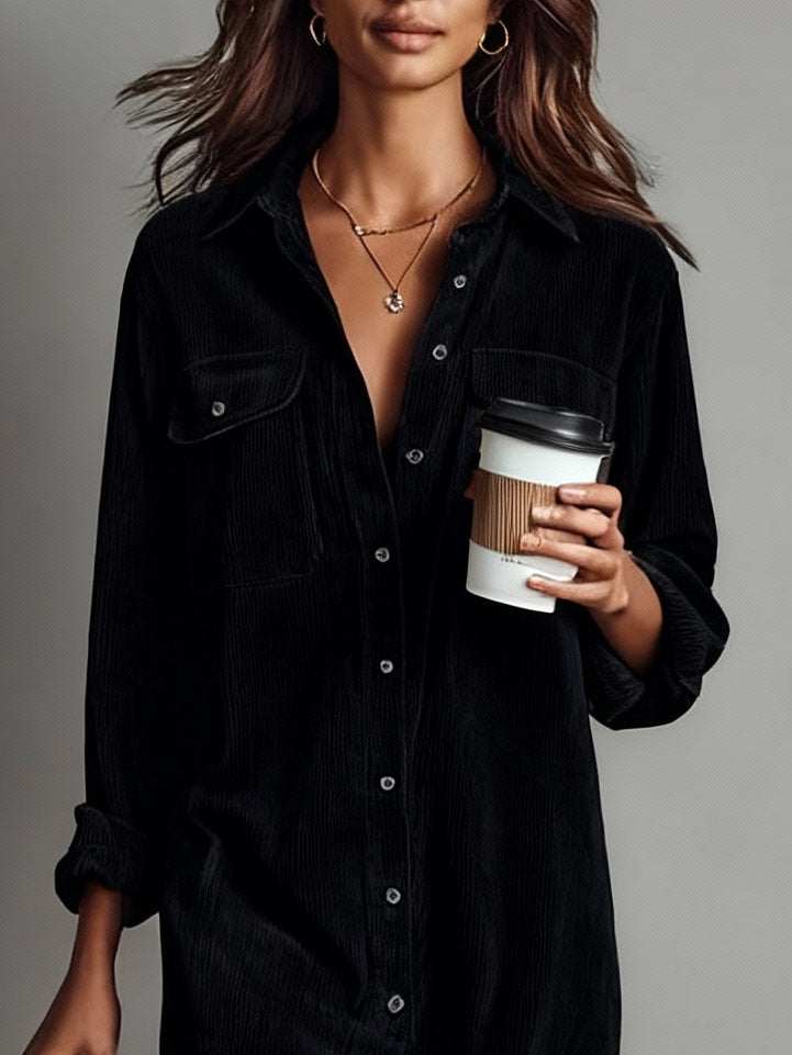 Béatrice | Robe Midi à Poches et Boutonnage Simple