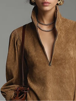 Silvia | Robe courte zippée à col montant
