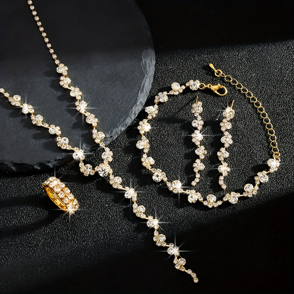 Valentine | Set Bijoux Fleur Étincelante Haut de Gamme