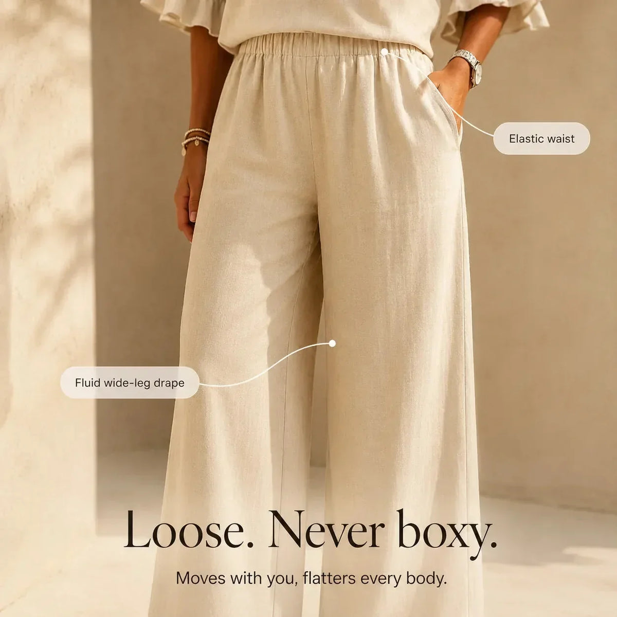 Louna | Ensemble à Manches Volantées et Pantalon Large