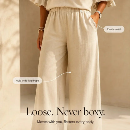 Louna | Ensemble à Manches Volantées et Pantalon Large