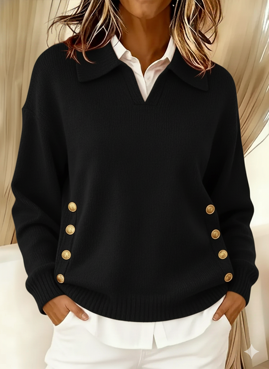 Yvonne | Pull Col en V avec Col Rabattu