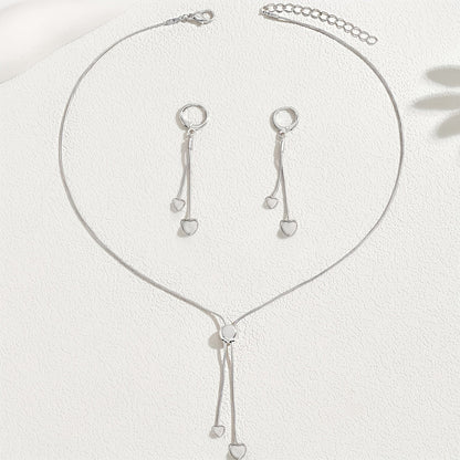 Rosalie | Set Collier Pendentif Cœur Ajustable & Boucles d'Oreilles