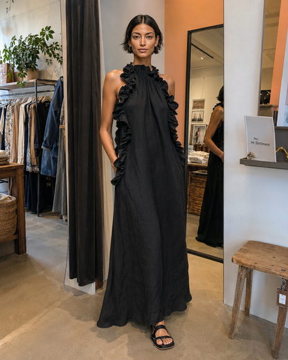 Léonore | Robe Maxi Sans Manches, Volants
