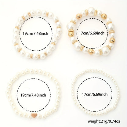 Camille | Set de Bracelets Perles et Cœur
