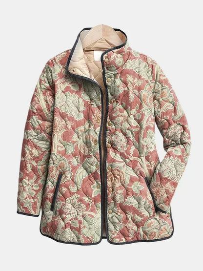 Noélie | Veste Matelassée Décontractée Fleurie Vintage