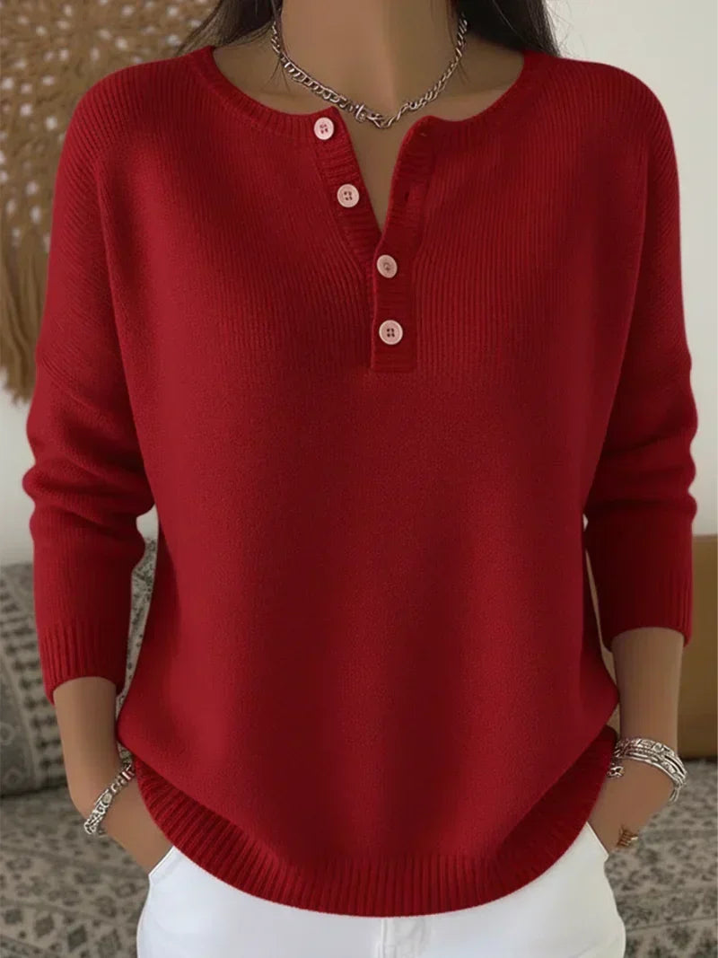Hélène | Pull Henley Boutonné