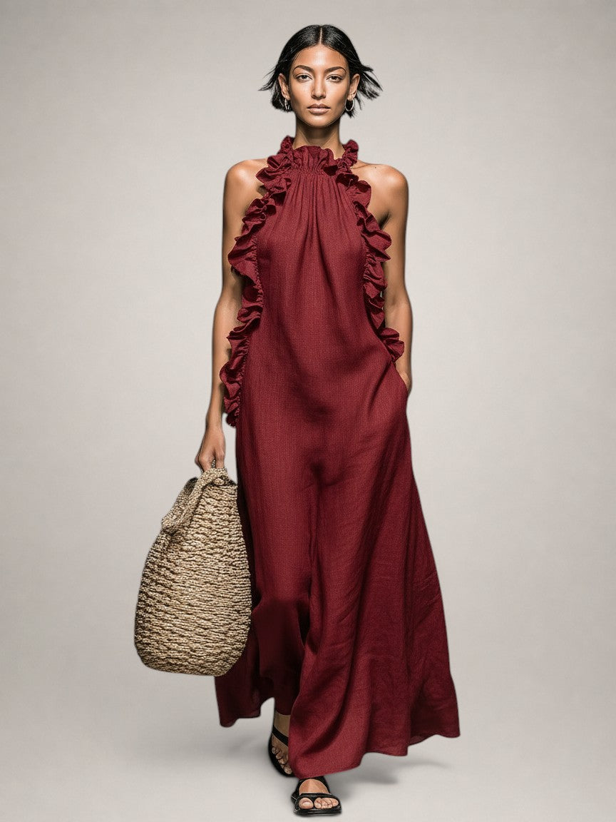 Léonore | Robe Maxi Sans Manches, Volants