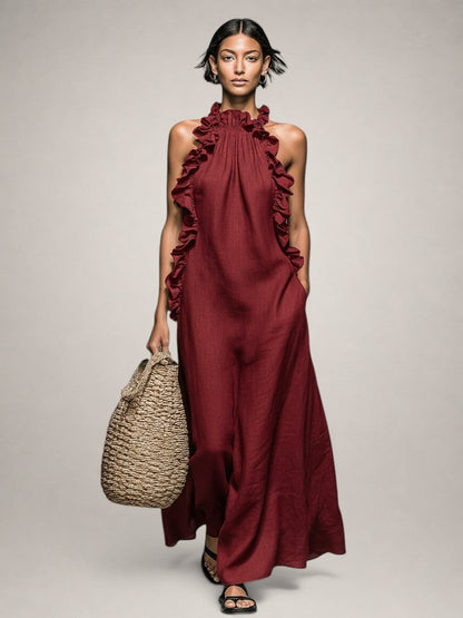 Léonore | Robe Maxi Sans Manches, Volants
