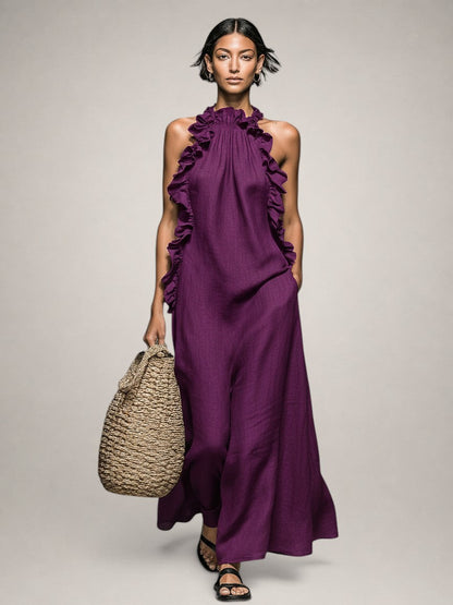 Léonore | Robe Maxi Sans Manches, Volants