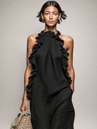 Léonore | Robe Maxi Sans Manches, Volants