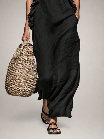 Léonore | Robe Maxi Sans Manches, Volants