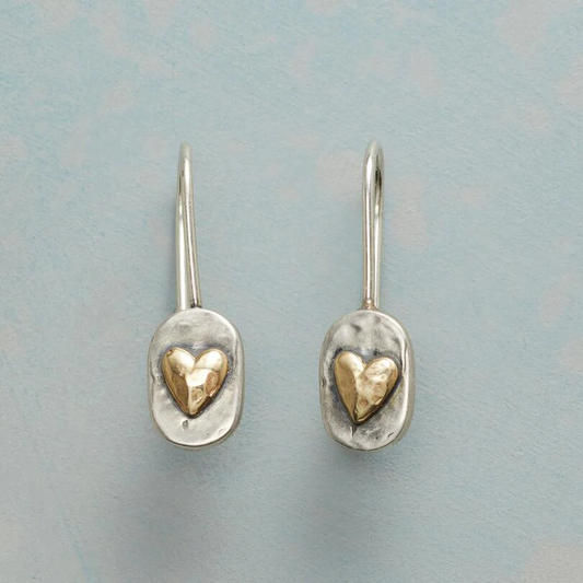 Cordélia | Boucles d'Oreilles Cœur Argent & Or