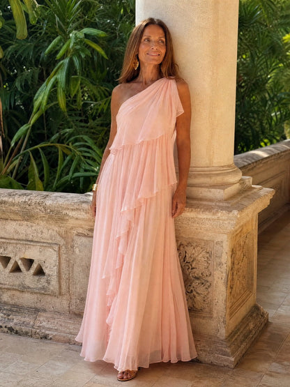 Agnès | Robe Longue Asymétrique à Volants
