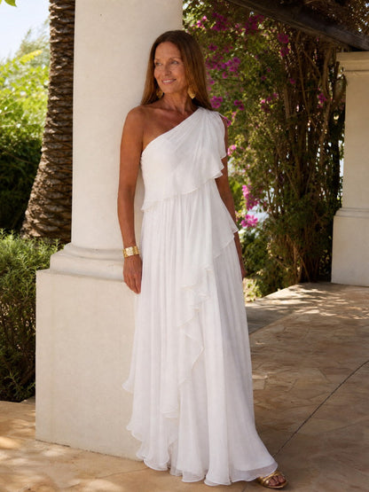 Agnès | Robe Longue Asymétrique à Volants