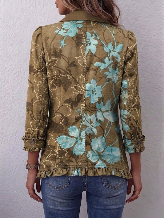 Blanche | Veste Bohème Fleurie Vintage Dégradée à Volants