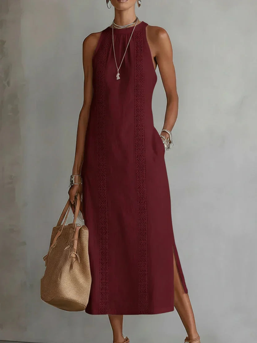 Fantine | Robe Midi d'Été à Col Mao
